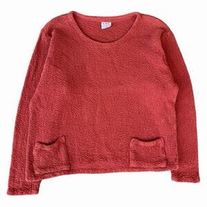 VTG 90s Burnt Orange Towel Textured Long Sleeve Blouse Made in USA CMC Sz Med